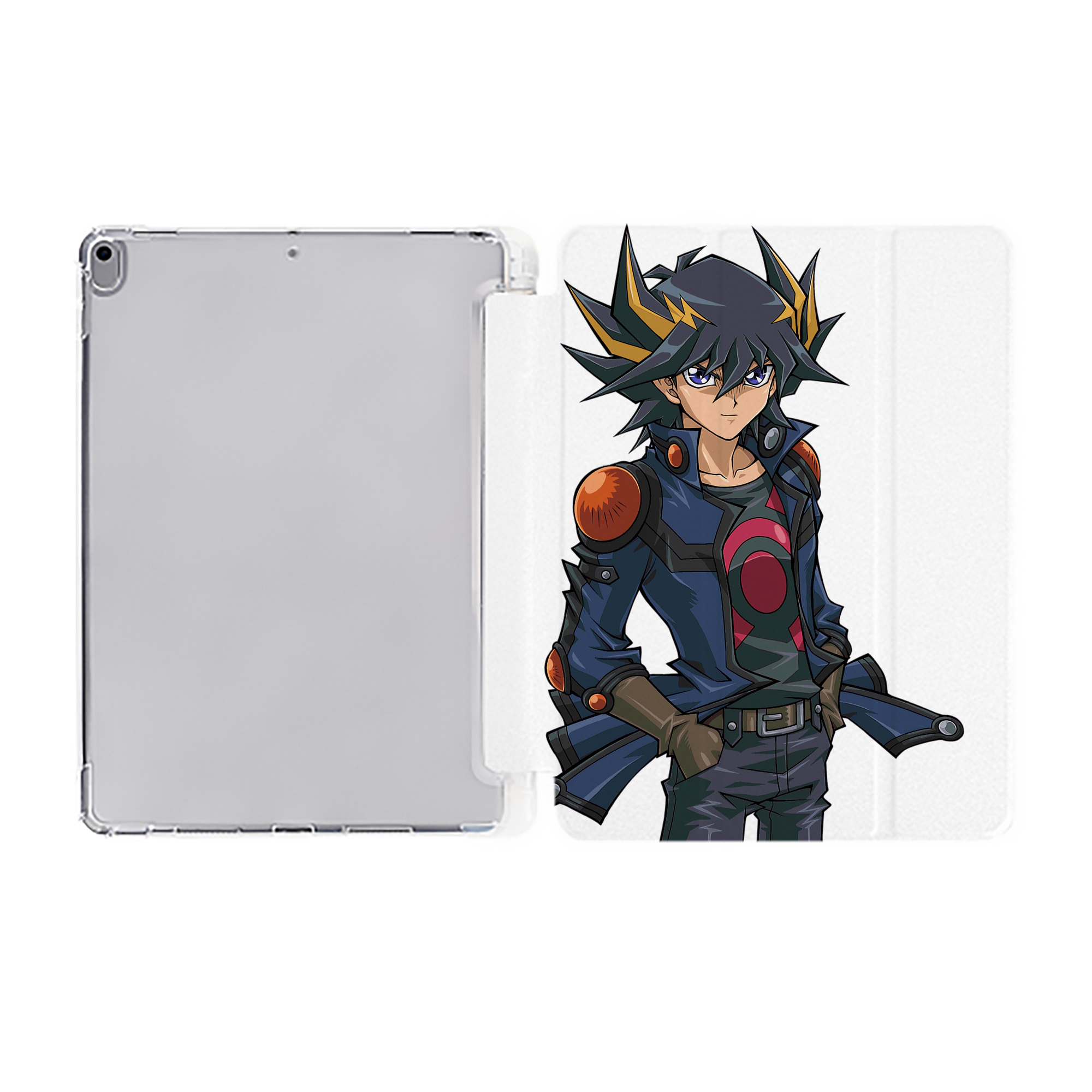 （画像用） 遊☆戯☆王 Yu-Gi-Oh! IPad ケース ペン収納付き 三つ折りスタンド PUレザー×シリコン 対応機種9.5/10.5/10.9インチ